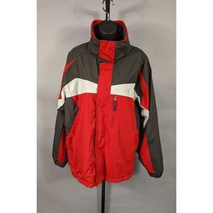Mens NordicTrack Ski Jacket Size M (38-40) Red & Brown Zip Pockets